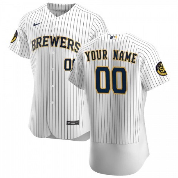 Milwaukee Brewers Custom Men's Nike White Hom...