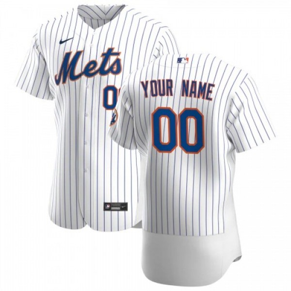 New York Mets Custom Men's Nike White Home 20...