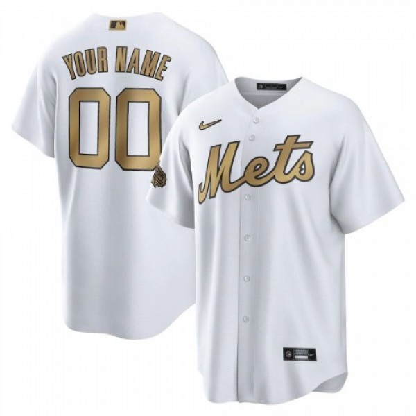 New York Mets Custom Men's Nike White 2022 ML...