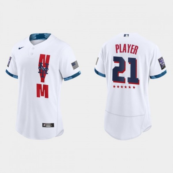 New York Mets Custom 2021 Mlb All Star Game Authen...