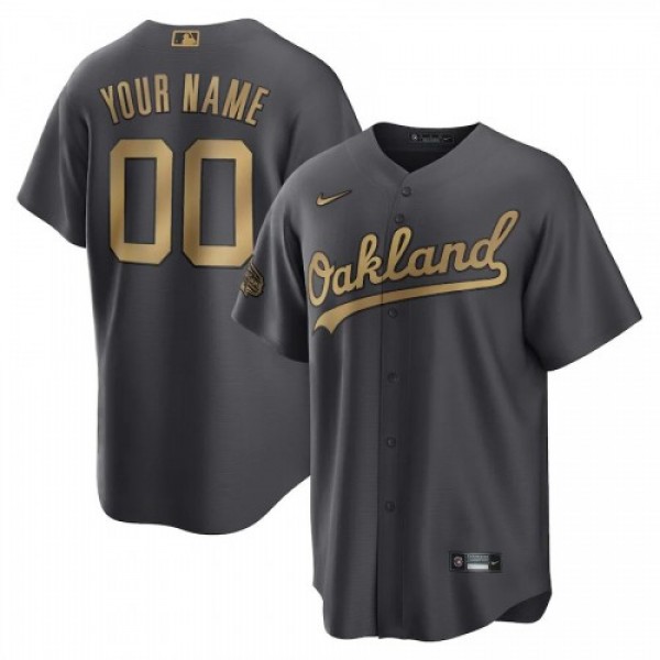 Oakland Athletics Custom Men's Nike Charcoal ...