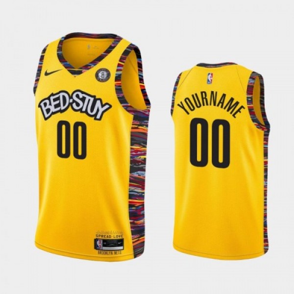 Brooklyn Nets Custom Men's Nike Yellow 2019-2...