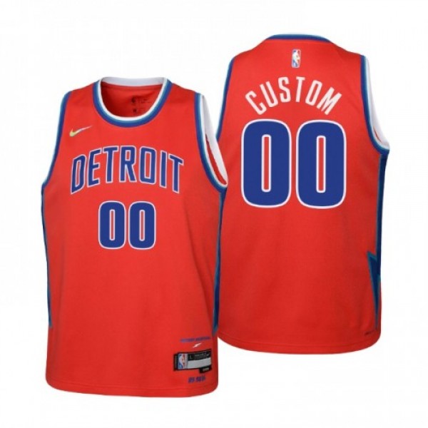 Detroit Pistons Custom Youth Nike Red 2021/22 Swin...
