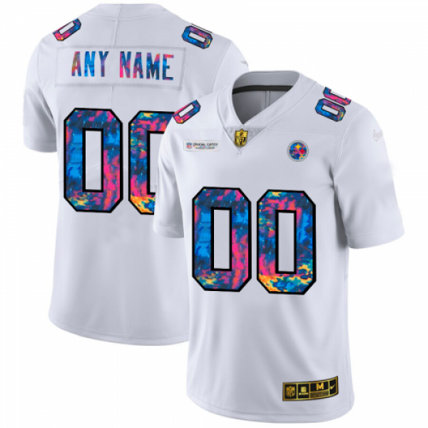 Pittsburgh Steelers Custom Men's White Nike M...