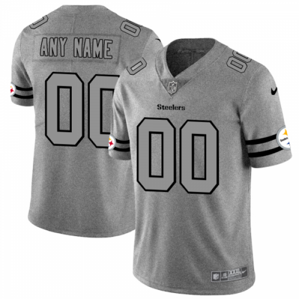 Pittsburgh Steelers Custom Men's Nike Gray Gr...