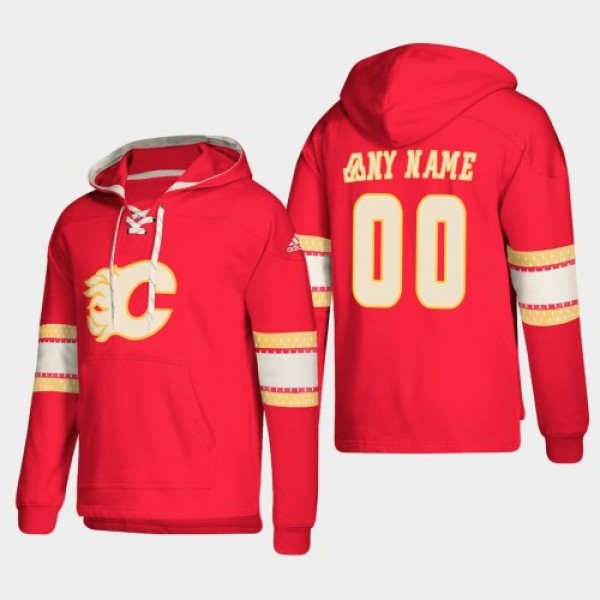 Calgary Flames Personalized Lace-Up Pullover Hoodi...