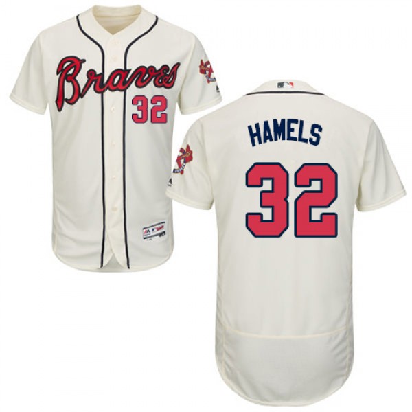 Atlanta Braves #32 Cole Hamels Cream Flexbase Auth...