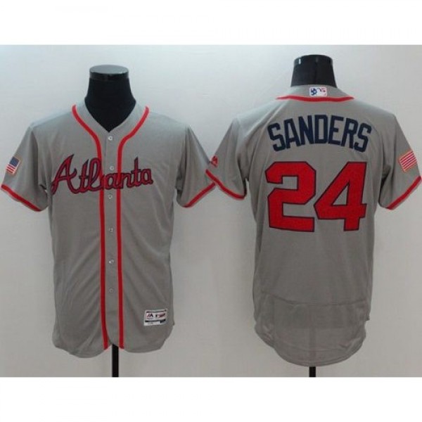 Atlanta Braves #24 Deion Sanders Grey Fashion Star...