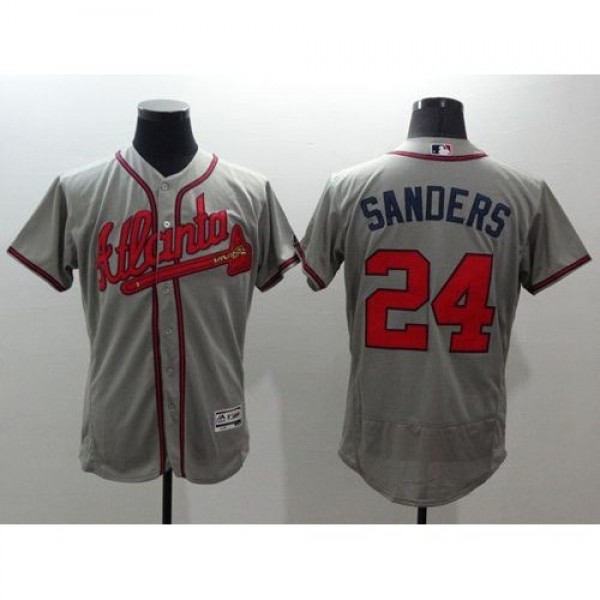 Atlanta Braves #24 Deion Sanders Grey Flexbase Aut...