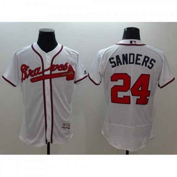 Atlanta Braves #24 Deion Sanders White Flexbase Au...