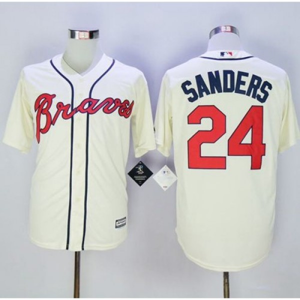 Atlanta Braves #24 Deion Sanders Cream New Cool Ba...