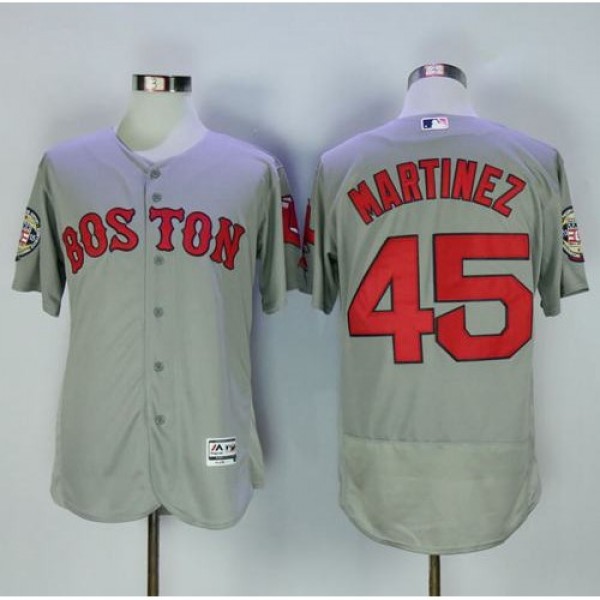 Boston Red Sox #45 Pedro Martinez Grey Flexbase Au...
