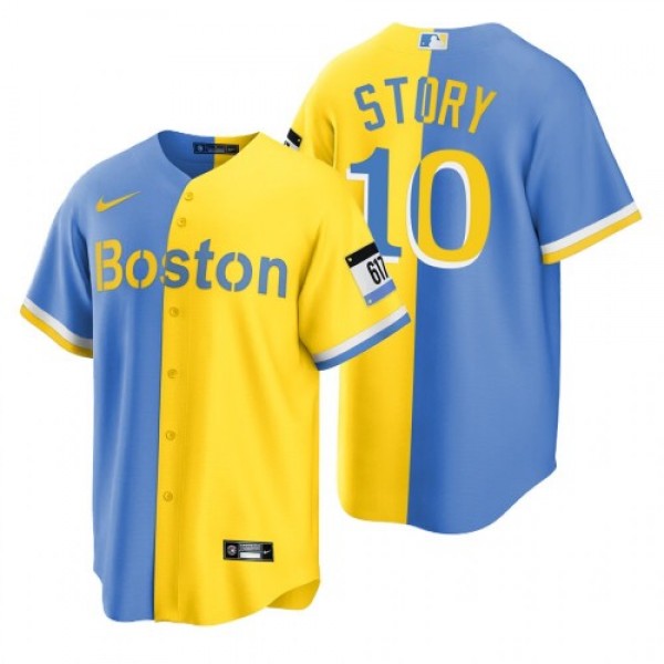 Boston Boston Red Sox #10 Trevor Story Blue Gold N...