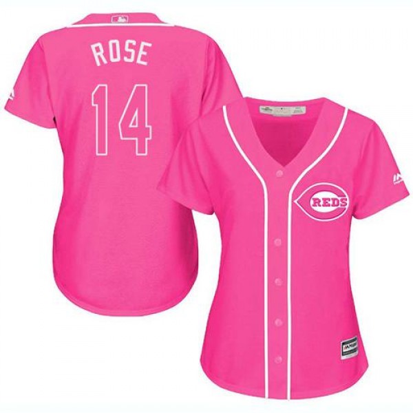 Cincinnati Reds #14 Pete Rose Pink Fashion Women&#...