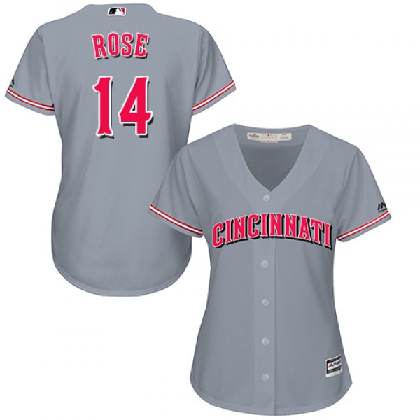 Cincinnati Reds #14 Pete Rose Grey Road Women'...