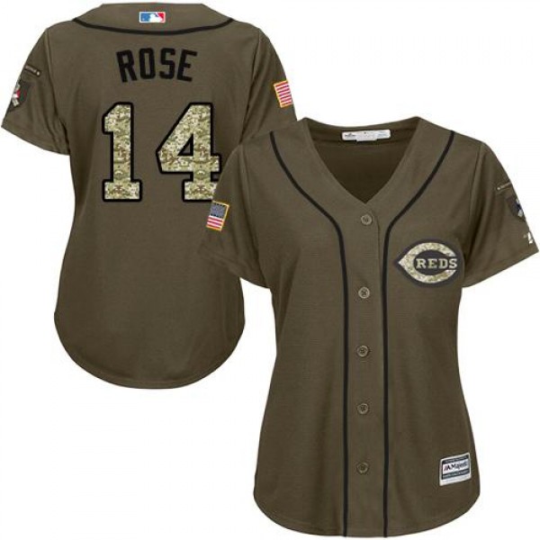Cincinnati Reds #14 Pete Rose Green Salute to Serv...