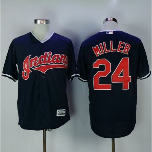 Cleveland Guardians #24 Andrew Miller Navy Blue Ne...