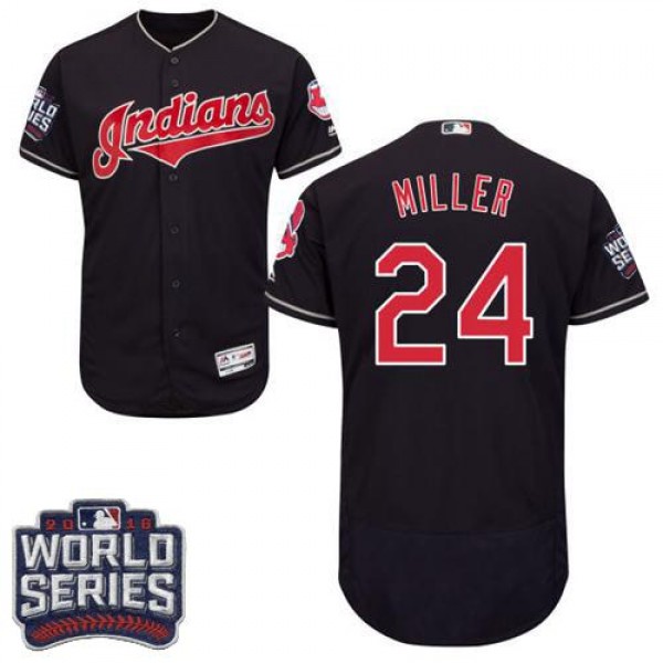 Cleveland Guardians #24 Andrew Miller Navy Blue Fl...