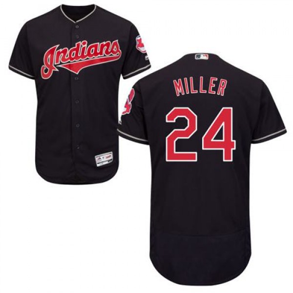 Cleveland Guardians #24 Andrew Miller Navy Blue Fl...