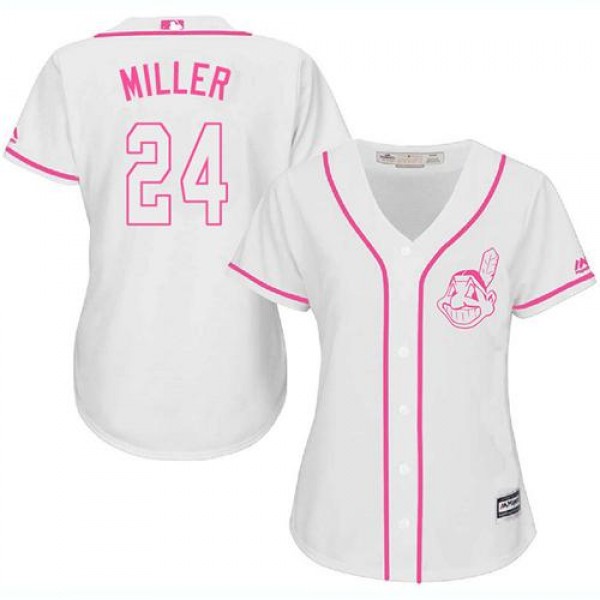 Cleveland Guardians #24 Andrew Miller White/Pink F...
