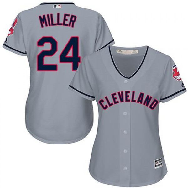 Cleveland Guardians #24 Andrew Miller Grey Women&#...
