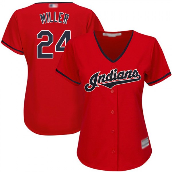 Cleveland Guardians #24 Andrew Miller Red Women�...