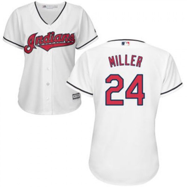 Cleveland Guardians #24 Andrew Miller White Women&...