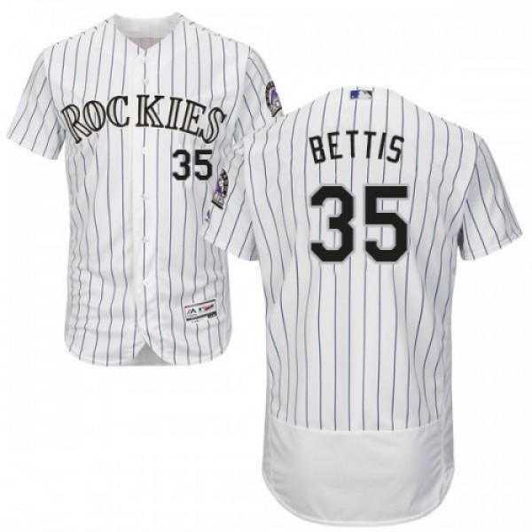 Colorado Rockies #35 Chad Bettis White Strip Flexb...