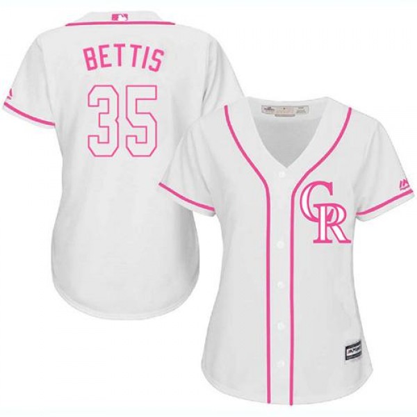 Colorado Rockies #35 Chad Bettis White/Pink Fashio...