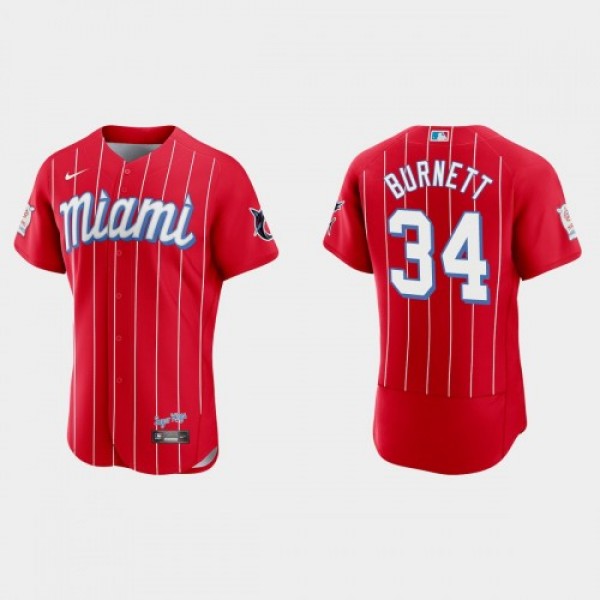 Miami Miami Marlins #34 A.J. Burnett Men's Ni...