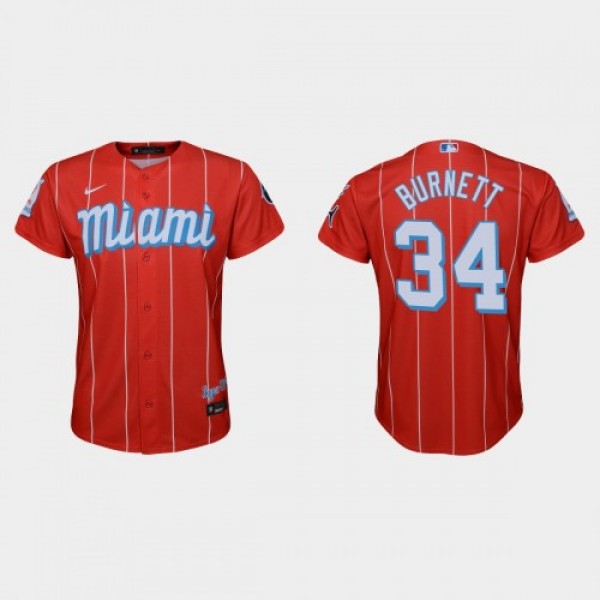 Miami Miami Marlins #34 A.J. Burnett Youth Nike 20...