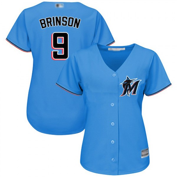 Miami Marlins #9 Lewis Brinson Blue Alternate Wome...