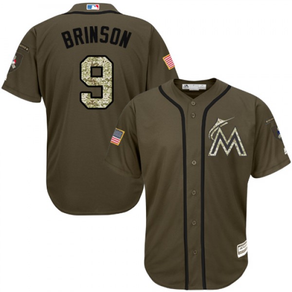 Miami Marlins #9 Lewis Brinson Green Salute to Ser...
