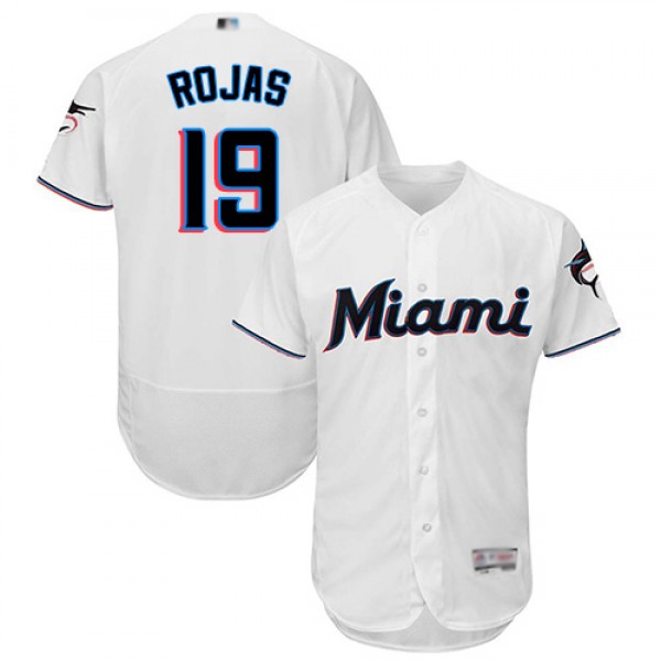 Miami Marlins #19 Miguel Rojas White Flexbase Auth...