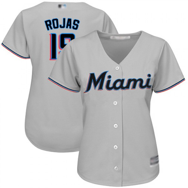 Miami Marlins #19 Miguel Rojas Grey Road Women...