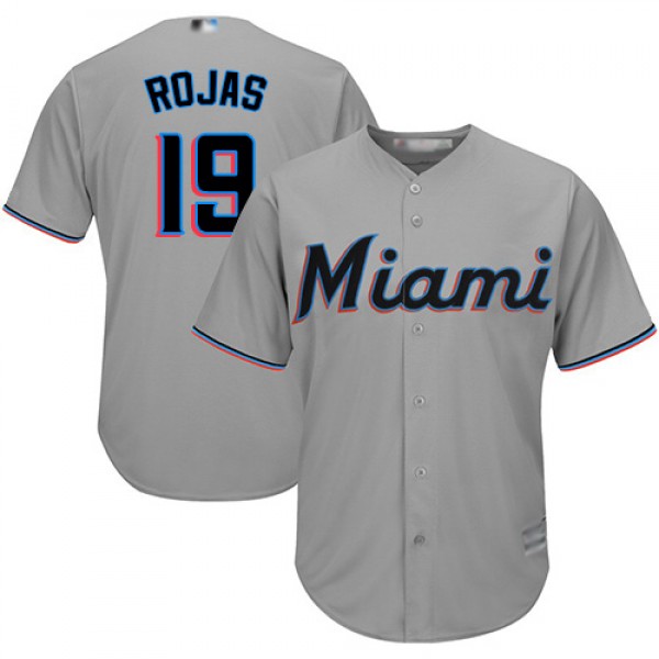 Miami Marlins #19 Miguel Rojas Grey Cool Base Stit...