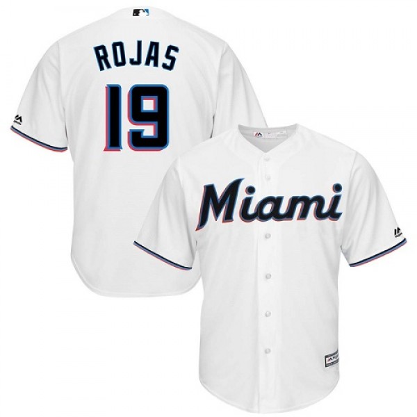 Miami Marlins #19 Miguel Rojas White Cool Base Sti...