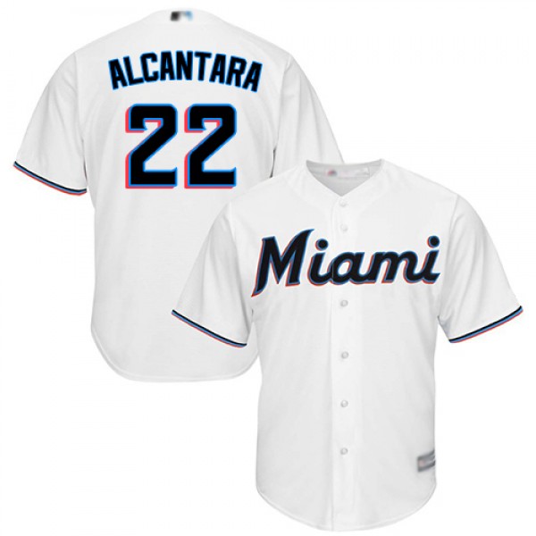 Miami Marlins #22 Sandy Alcantara White Cool Base ...
