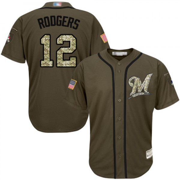 Milwaukee Brewers #12 Aaron Rodgers Green Salute t...