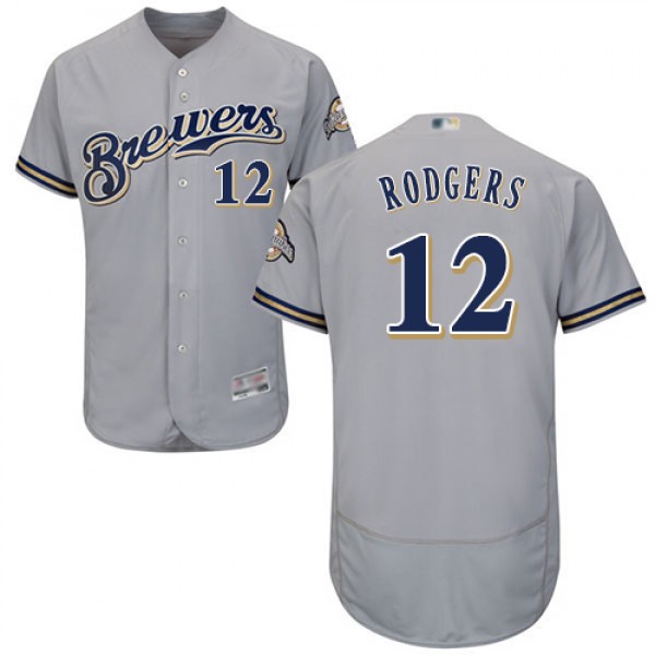 Milwaukee Brewers #12 Aaron Rodgers Grey Flexbase ...