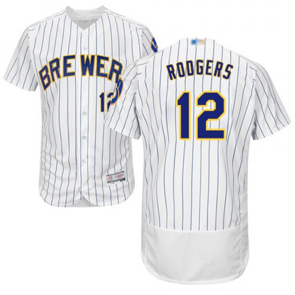 Milwaukee Brewers #12 Aaron Rodgers White Strip Fl...