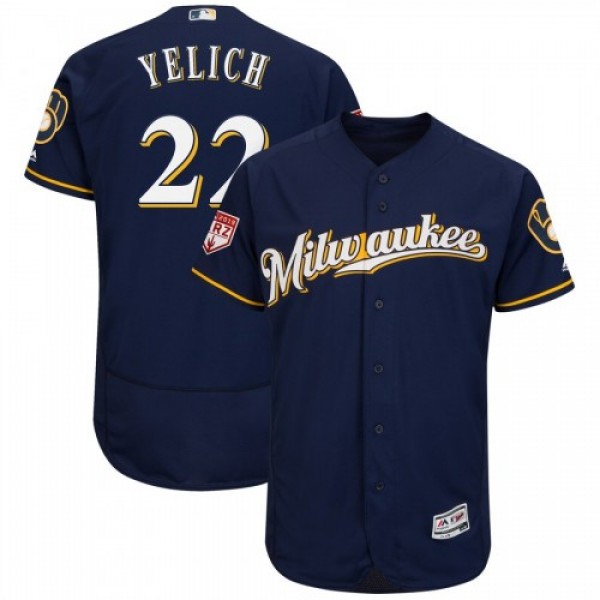 Milwaukee Brewers #22 Christian Yelich Navy 2019 S...