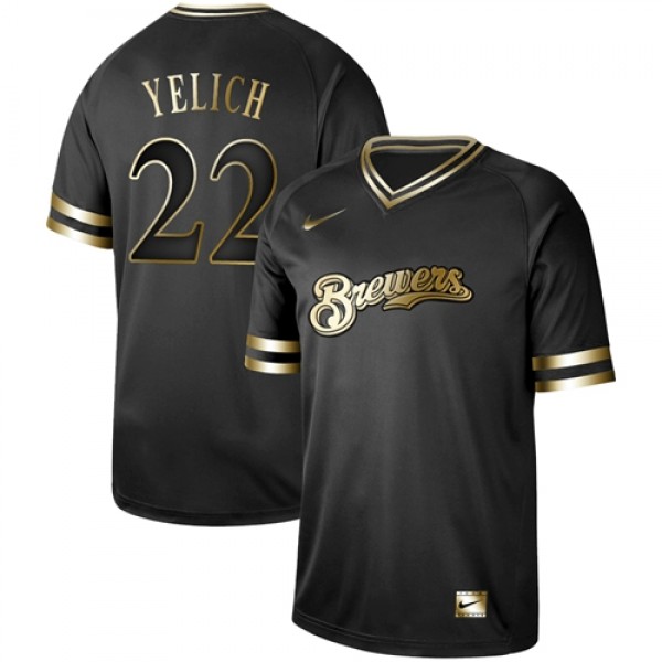 Nike Milwaukee Brewers #22 Christian Yelich Black ...