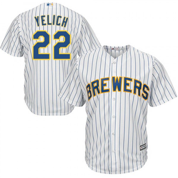 Milwaukee Brewers #22 Christian Yelich White(Blue ...