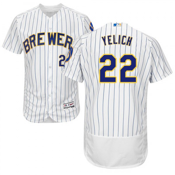 Milwaukee Brewers #22 Christian Yelich White Strip...