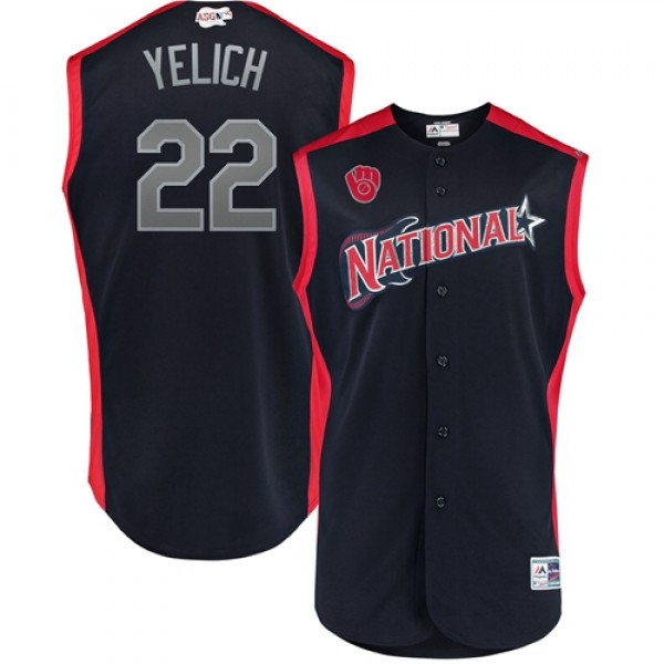 Milwaukee Brewers #22 Christian Yelich Navy 2019 A...