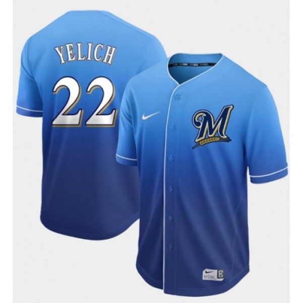 Nike Milwaukee Brewers #22 Christian Yelich Royal ...