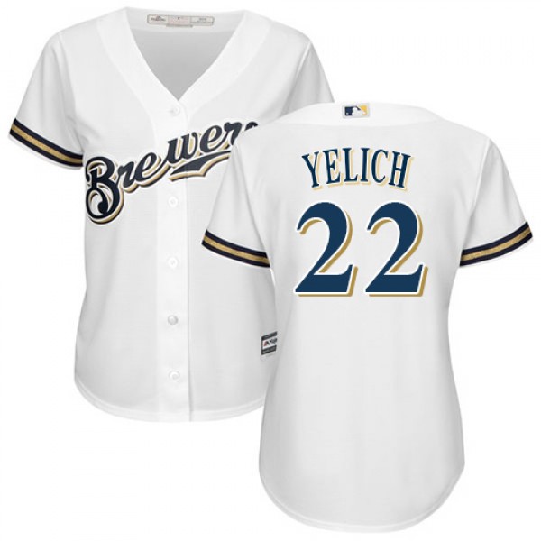 Milwaukee Brewers #22 Christian Yelich White Home ...