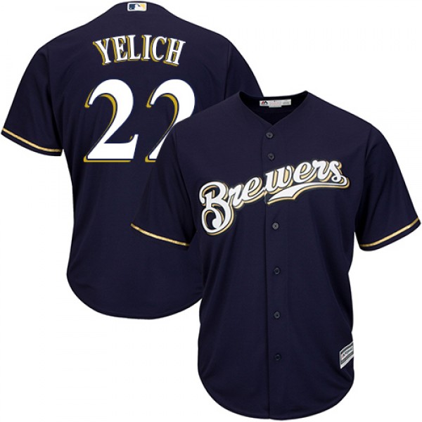 Milwaukee Brewers #22 Christian Yelich Navy blue C...