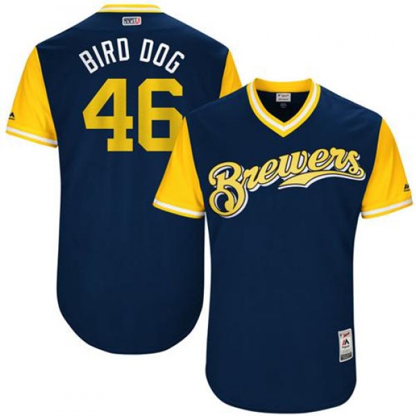 Milwaukee Brewers #46 Corey Knebel Navy "Bird...